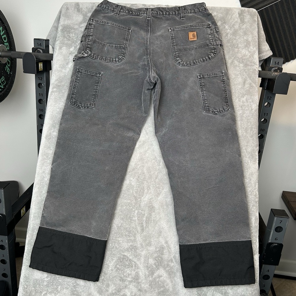 Vintage Carhartt Quilted Black Double Knee Work Pants 38x32 B194 BLK